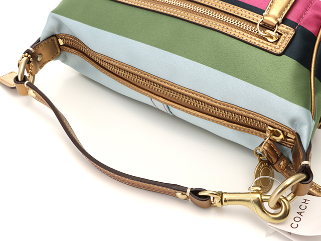 COACH コーチ ポーチ マルチカラー サテン レザー 【436