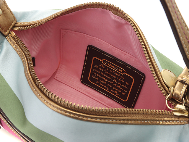 COACH コーチ ポーチ マルチカラー サテン レザー 【436