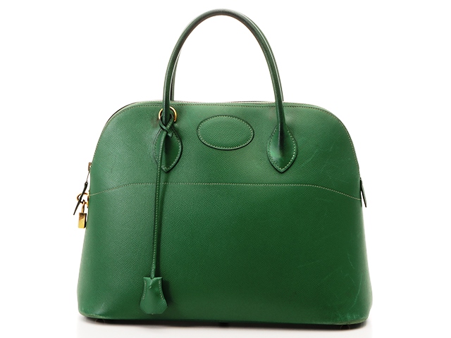 HERMES エルメス ボリード37 グリーン/クシュベル/GP金具/○Y 1995年頃 