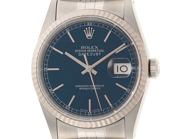 X番 ROLEX ロレックス 時計 デイトジャスト WG/SS オートマチック デイトジャスト 16234 ブルー文字盤【472】  の購入なら「質」の大黒屋（公式）