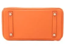 HERMES エルメス バーキン25 ハンドバッグ スイフト オレンジ シルバー金具【434】