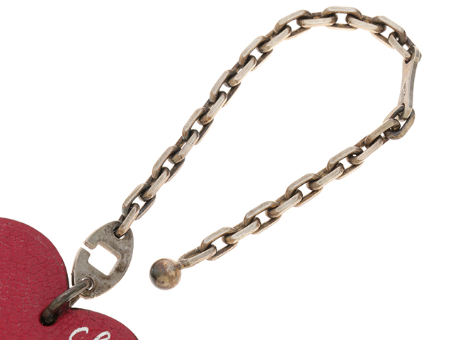 HERMES エルメス ハートキーホルダー オレンジ/レッド レザー 【471