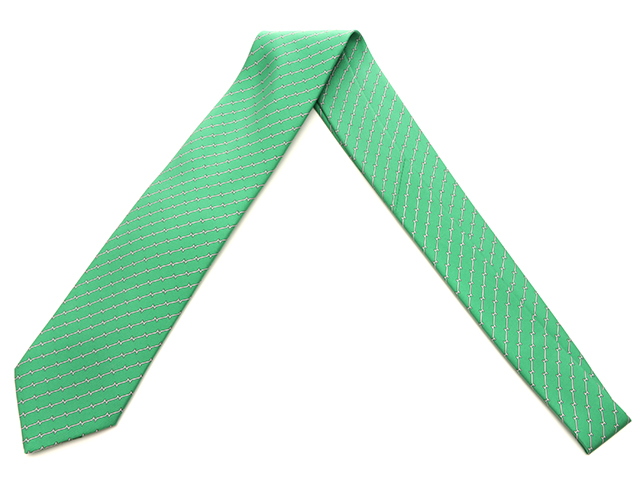 HERMES エルメス ネクタイ シルクツイルタイ 606085T シルク グリーン