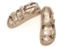 CHANEL シャネル サンダル レディース36 パールゴールド レザー G35927