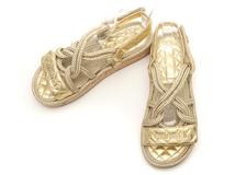 CHANEL　シャネル　サンダル　レディース37　ゴールド　レザー　G34602　2147100379211　【432】