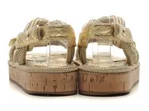 CHANEL　シャネル　サンダル　レディース37　ゴールド　レザー　G34602　2147100379211　【432】