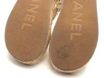 CHANEL　シャネル　サンダル　レディース37　ゴールド　レザー　G34602　2147100379211　【432】