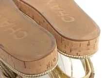 CHANEL　シャネル　サンダル　レディース37　ゴールド　レザー　G34602　2147100379211　【432】