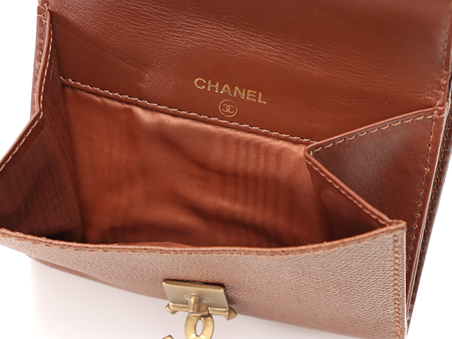 CHANEL シャネル Wホック財布 ブラウン/GP金具 キャビアスキン