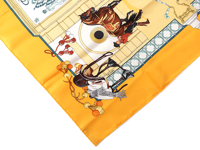 HERMES(エルメス) スカーフ カレ90 ダークネイビー×イエロー