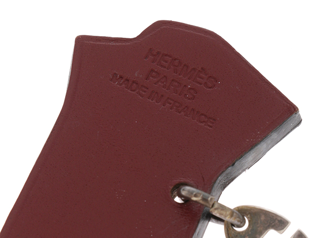 HERMES エルメス ブーツ キーホルダー レザー SV ボルドー シルバー