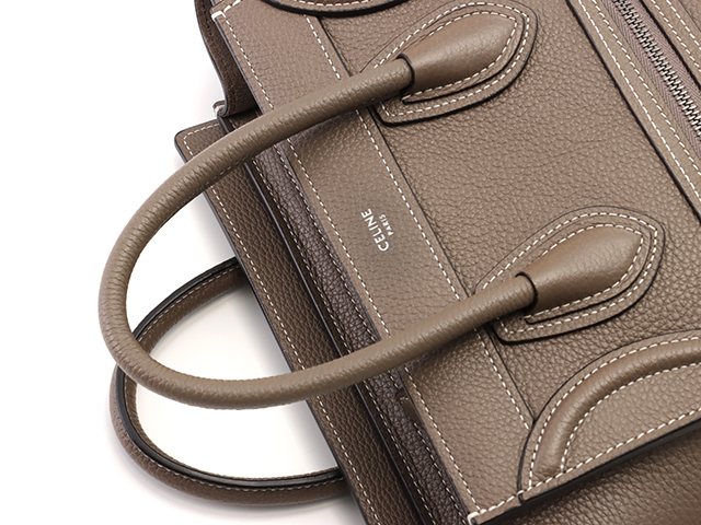 CELINE セリーヌ ラゲージ ナノショッパー グレー レザー バッグ