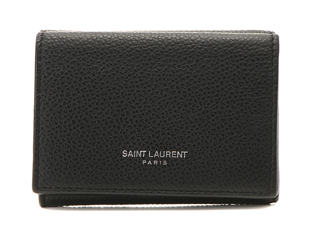 SAINT LAURENT サンローラン 財布 三つ折り財布 ブラック シルバー-