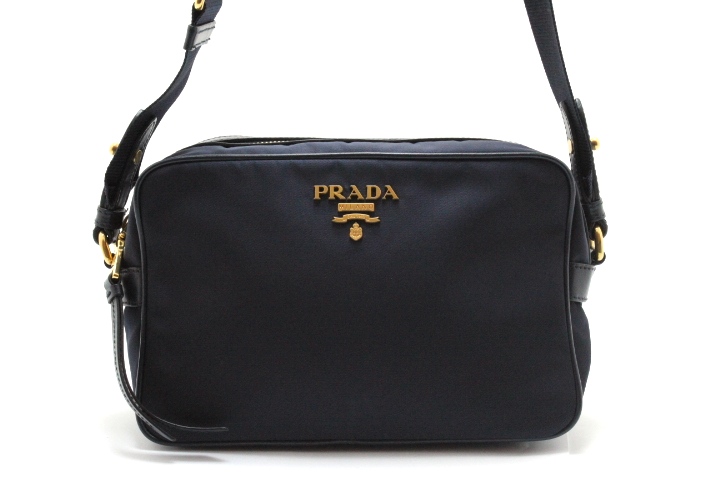 PRADA プラダ ショルダーバッグ ネイビー ナイロン カーフ 1BH089【460 ...