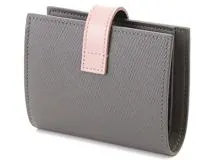 CELINE ストラップスモールフラップウォレット　グレー　ピンク　2つ折り財布