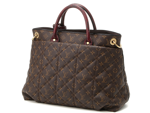 ルイ・ヴィトン LOUIS VUITTON エキゾチックトートGM M40401 ブラウン モノグラム/パイソン/オーストリッチ レディース ハンドバッグ