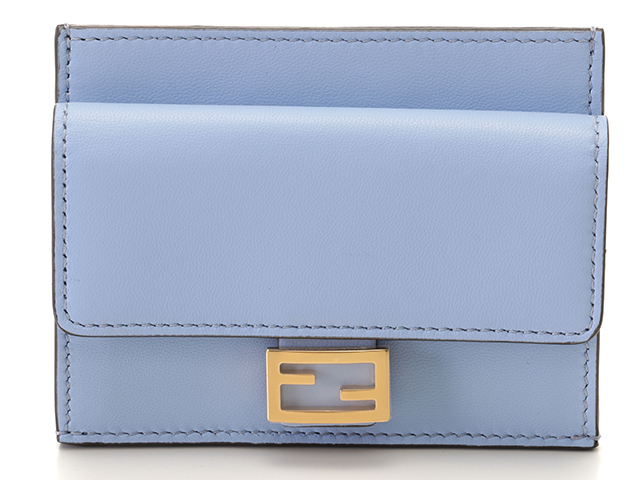 FENDI フェンディ ズッカ カードケース付コインケース ライトブルー レザー 8M0423 AAJD F1CCB