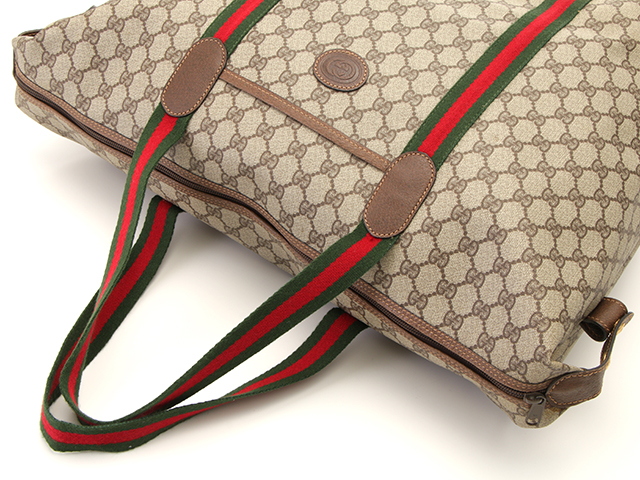 GUCCI グッチ ボストンバッグ オールドグッチ シェリーライン ブラウン