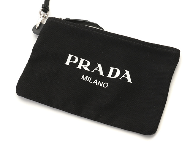 PRADA プラダ カナパ ロゴプリントトート ホワイト×ブラック