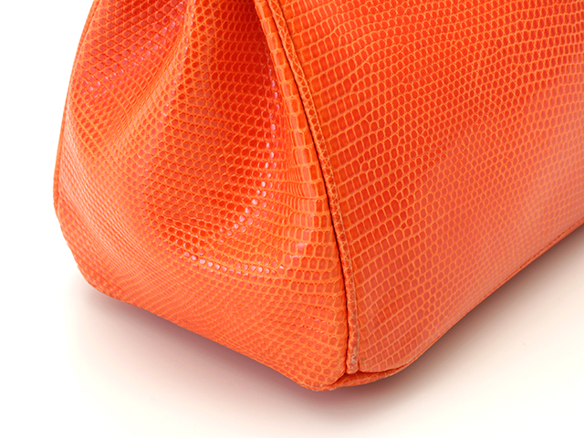 HERMES エルメス バーキン25 □J刻印 リザード オレンジ