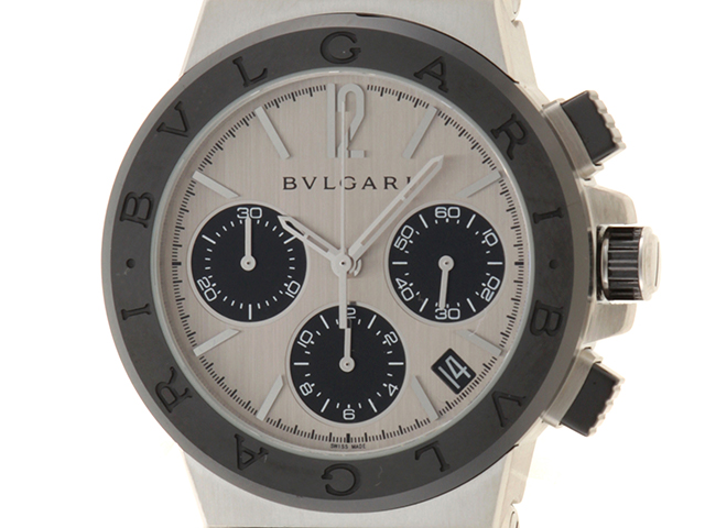 ブルガリ BVLGARI ディアゴノクロノグラフ ホワイトシェル DG37SCCH ステンレススチール SS 自動巻き メンズ 腕時計