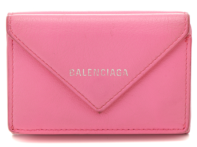 BALENCIAGA バレンシアガ ペーパーミニウォレット カーフ ピンク 391446 2147100423860 【437】  の購入なら「質」の大黒屋（公式）