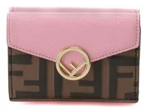 FENDI フェンディ エフイズフェンディ マイクロ3つ折り財布 ピンク/ブラウン ゴールド金具 レザー 8M0395【434】  の購入なら「質」の大黒屋（公式）