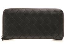 Bottega Veneta　ボッテガ・ヴェネタ　イントレチャート　ジップアラウンドウォレット　593217VCPQ61027　ブラック　カーフ【430】2147100443226