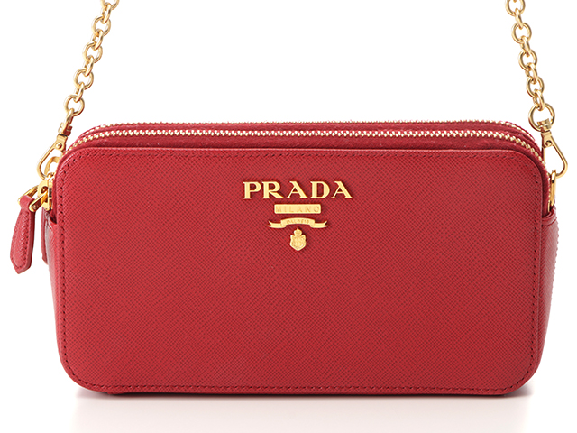 PRADA　プラダ　チェーンショルダーバッグ　1DH010　レッド/GP　サフィアーノ【430】2147100449723