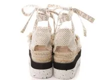 Stella McCartney　ステラマッカートニー　ガイアプラットフォームエスパドリーユサンダル　レディース37　アイボリー/ベージュ　コットン/ストロー　810054
