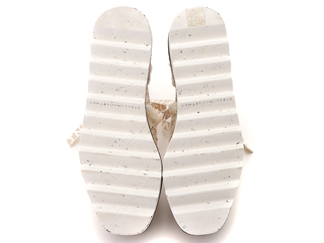 Stella McCartney　ステラマッカートニー　ガイアプラットフォームエスパドリーユサンダル　レディース37　アイボリー/ベージュ　コットン/ストロー　810054