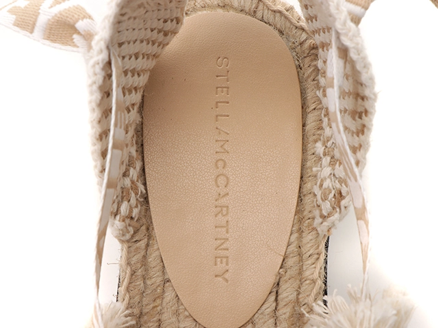 Stella McCartney　ステラマッカートニー　ガイアプラットフォームエスパドリーユサンダル　レディース37　アイボリー/ベージュ　コットン/ストロー　810054
