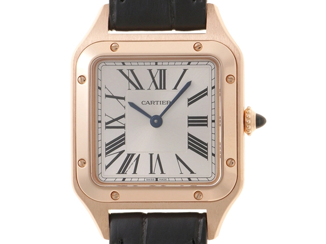 Cartier カルティエ レディース クオーツ サントス･デュモンSM WGSA0022 シルバー文字盤 K18PG/アリゲーター【472】HK