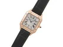 Cartier カルティエ レディース クオーツ サントス･デュモンSM WGSA0022 シルバー文字盤 K18PG/アリゲーター【472】HK
