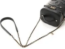 CHANEL シャネル 2WAY 縦型 チェーン バニティバッグ ショルダーバッグ ブラック GP ゴールド金具 カーフ 2147100463774【200】