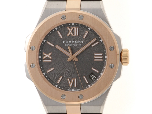 2022年正規品 Chopard ショパール 腕時計 アルパイン イーグル41 298600-6001 18Kローズゴールド/ステンレススティール ベルニナグレー文字盤 自動巻き【472】SJ