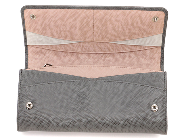 PRADA プラダ サフィアーノ ZIP長財布 グレー レザー 1MH132