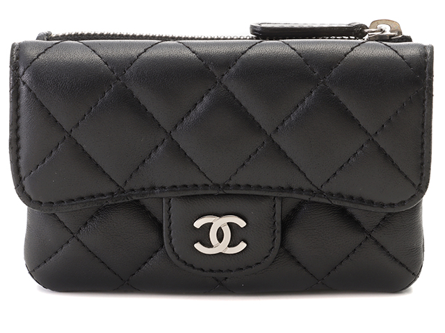 CHANEL シャネル コインケース マトラッセ ブラック ラムスキン 【472