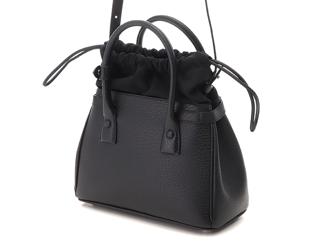 MAISON MARGIELA メゾン・マルジェラ 5AC スモール ドローストリング2WAYバッグ ブラック カーフ/キャンバス【432】2147100482638