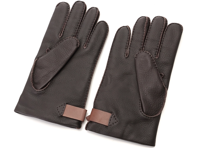 HERMES 　エルメス　手袋 ブラック/ブラウン サイズ7.5　【472】KS