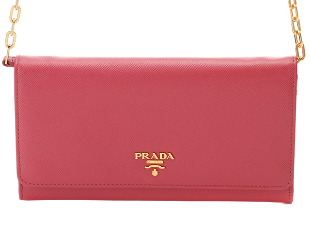 PRADA プラダ チェーンウォレット ホットピンク サフィアーノ 