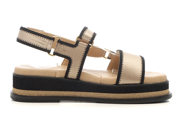 CHANEL　シャネル　サンダル　レディース36　ベージュ　ファブリック/レザー　G32676　2147100490640　【432】