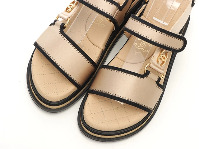 CHANEL　シャネル　サンダル　レディース36　ベージュ　ファブリック/レザー　G32676　2147100490640　【432】