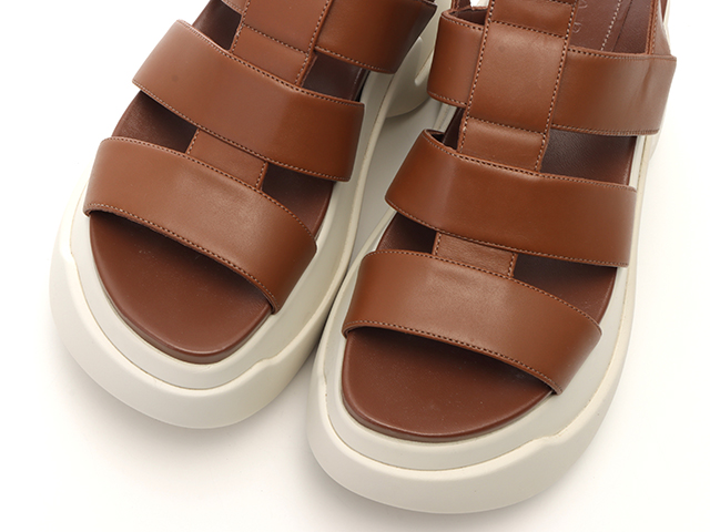 MARNI ARAS 23 クリスクロスプラットフォームウェッジサンダル ブラウン レザー製クリスクロスサンダル | Marni