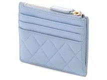 CHANEL シャネル カードケース ライトブルー CHANEL シャネル クラシック ラムスキンジップカードケース