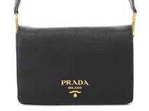 PRADA プラダ ショルダーバッグ レザー ブラック ゴールド金具
