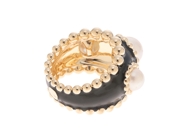 CHANEL シャネル リング スリーシンボル 3Pパール YG P ラッカー