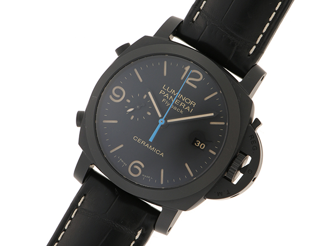 PANERAI パネライ 腕時計 ルミノール 1950 PAM00580 3デイズ クロノ フライバック ブラック文字盤 セラミック／革 自動巻き  2022年3月正規品【472】SJ の購入なら「質」の大黒屋（公式）