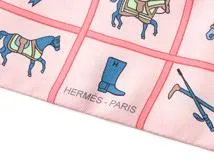HERMES　エルメス　ツイリー　COUVERTURES ET TENUES　061356S　ローズ　ブルー　ヴェ　シルク　【432】2147100505061