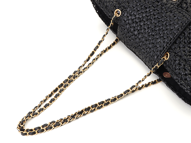 CHANEL シャネル トートバック 23SS ラフィア ツイード＆ゴールド